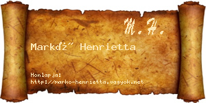 Markó Henrietta névjegykártya